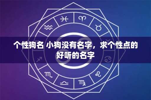 个性狗名 小狗没有名字，求个性点的好听的名字