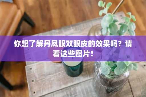 你想了解丹凤眼双眼皮的效果吗？请看这些图片！