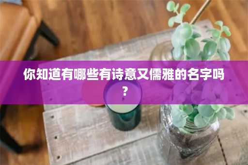 你知道有哪些有诗意又儒雅的名字吗？