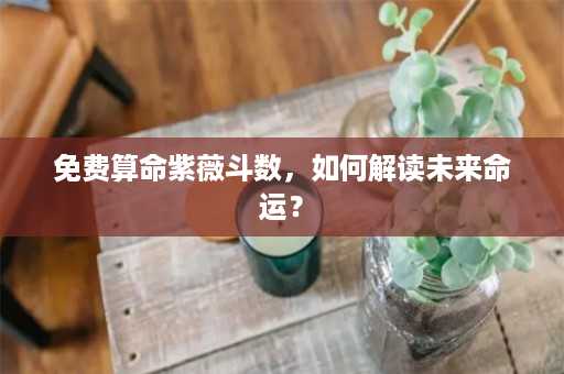 免费算命紫薇斗数，如何解读未来命运？