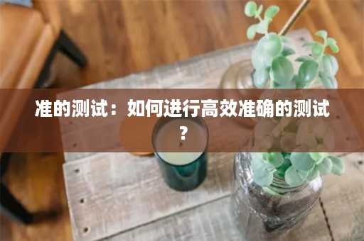 准的测试：如何进行高效准确的测试？