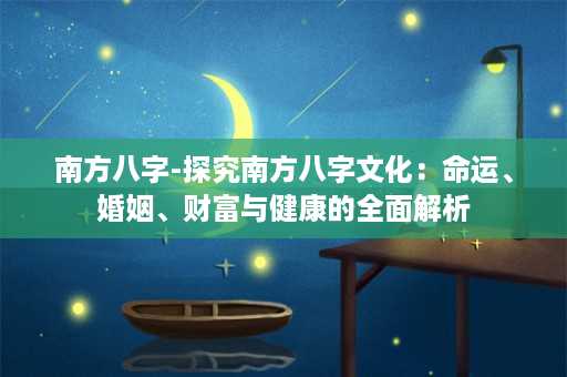 南方八字-探究南方八字文化：命运、婚姻、财富与健康的全面解析