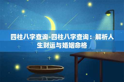 四柱八字查询-四柱八字查询：解析人生财运与婚姻命格