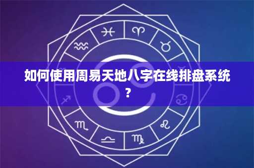 如何使用周易天地八字在线排盘系统？