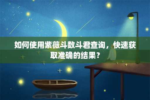 如何使用紫薇斗数斗君查询，快速获取准确的结果？