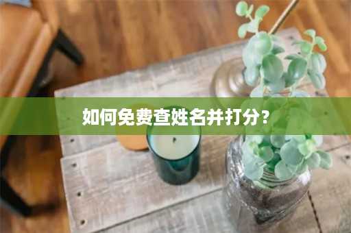 如何免费查姓名并打分？