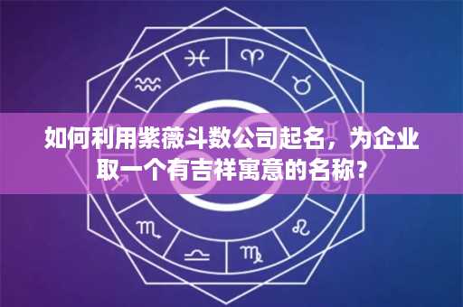 如何利用紫薇斗数公司起名，为企业取一个有吉祥寓意的名称？