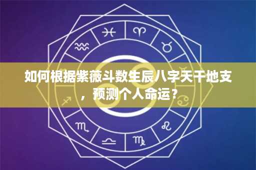 如何根据紫薇斗数生辰八字天干地支，预测个人命运？