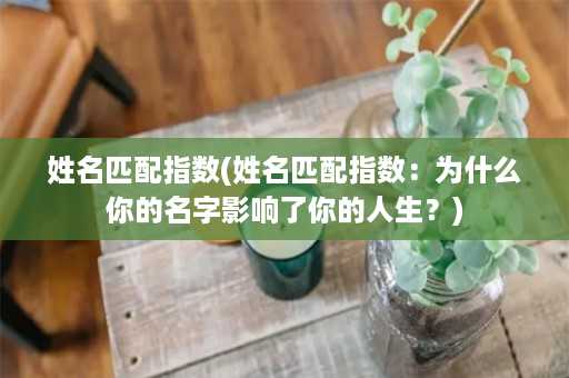 姓名匹配指数(姓名匹配指数：为什么你的名字影响了你的人生？)