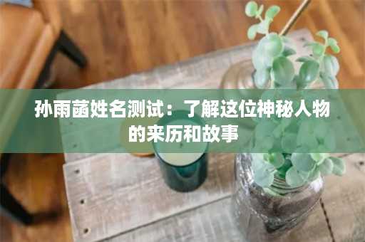 孙雨菡姓名测试：了解这位神秘人物的来历和故事