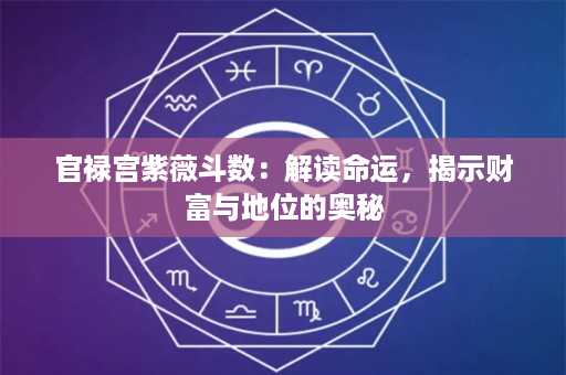 官禄宫紫薇斗数：解读命运，揭示财富与地位的奥秘