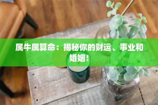 属牛属算命：揭秘你的财运、事业和婚姻！