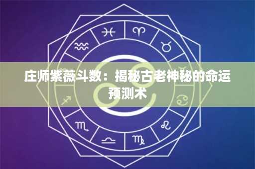 庄师紫薇斗数：揭秘古老神秘的命运预测术