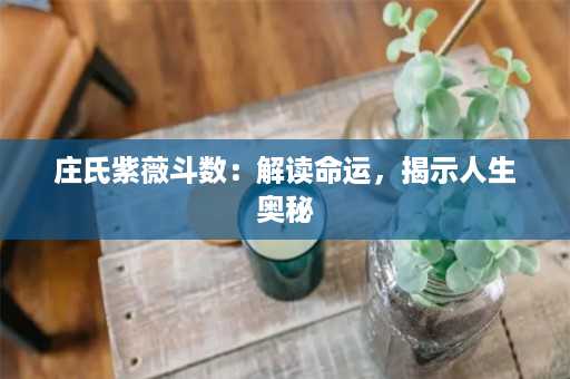 庄氏紫薇斗数：解读命运，揭示人生奥秘