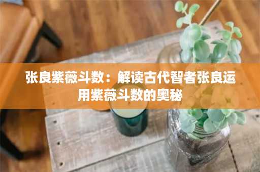 张良紫薇斗数：解读古代智者张良运用紫薇斗数的奥秘