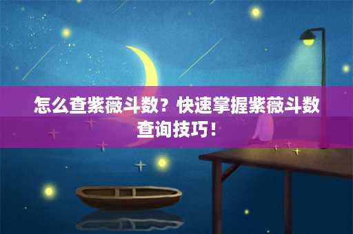 怎么查紫薇斗数？快速掌握紫薇斗数查询技巧！