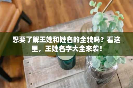 想要了解王姓和姓名的全貌吗？看这里，王姓名字大全来袭！