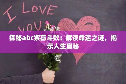 探秘abc紫薇斗数：解读命运之谜，揭示人生奥秘