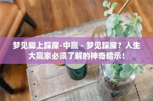 梦见脚上踩屎-中赢 - 梦见踩屎？人生大赢家必须了解的神奇暗示！