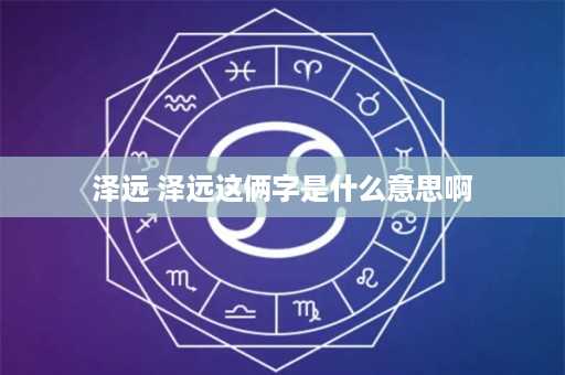 泽远 泽远这俩字是什么意思啊