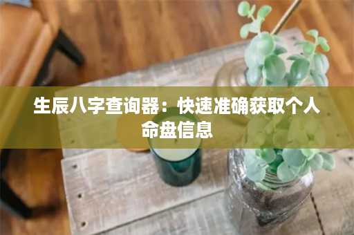 生辰八字查询器：快速准确获取个人命盘信息