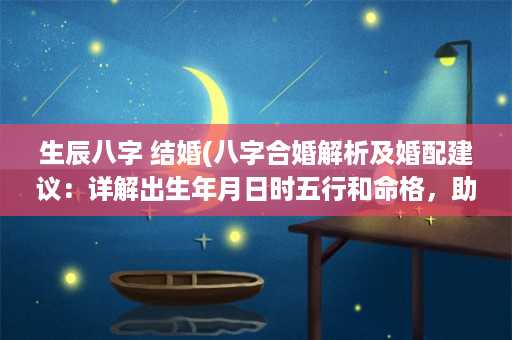 生辰八字 结婚(八字合婚解析及婚配建议：详解出生年月日时五行和命格，助您找到最佳对象)