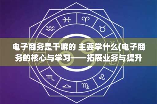 电子商务是干嘛的 主要学什么(电子商务的核心与学习——拓展业务与提升转化率)