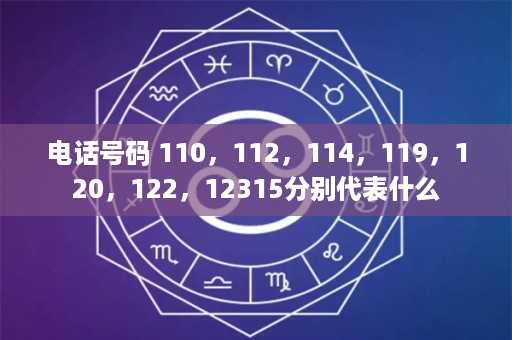 电话号码 110，112，114，119，120，122，12315分别代表什么