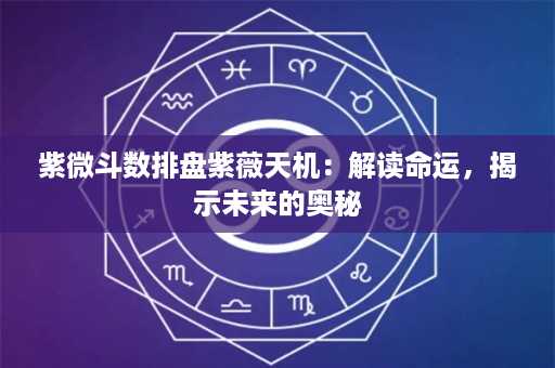 紫微斗数排盘紫薇天机：解读命运，揭示未来的奥秘