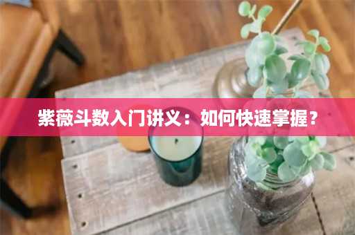 紫薇斗数入门讲义：如何快速掌握？