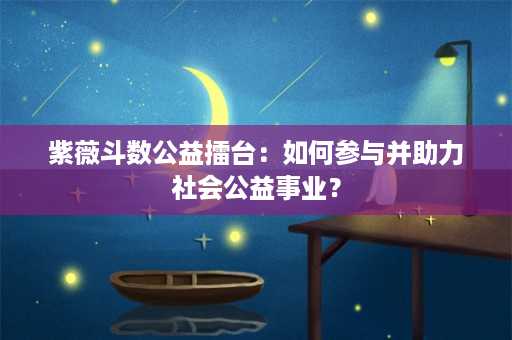 紫薇斗数公益擂台：如何参与并助力社会公益事业？