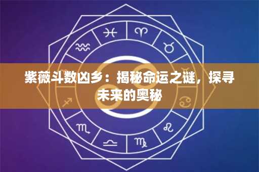 紫薇斗数凶乡：揭秘命运之谜，探寻未来的奥秘