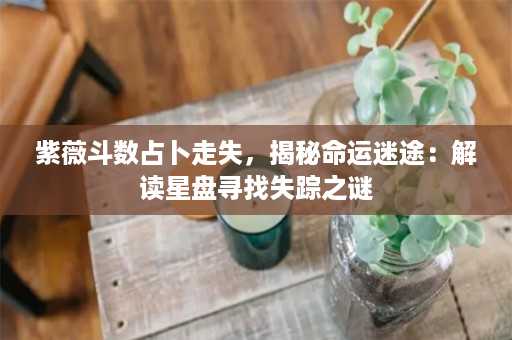 紫薇斗数占卜走失，揭秘命运迷途：解读星盘寻找失踪之谜