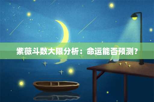 紫薇斗数大限分析：命运能否预测？