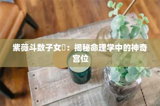 紫薇斗数子女宆：揭秘命理学中的神奇宫位