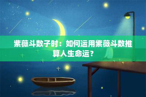 紫薇斗数子时：如何运用紫薇斗数推算人生命运？