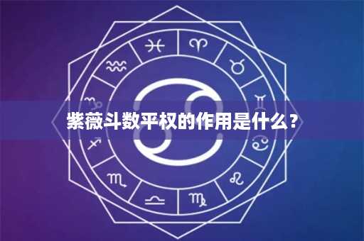 紫薇斗数平权的作用是什么？