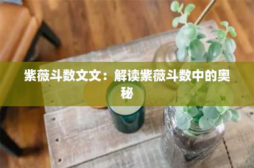 紫薇斗数文文：解读紫薇斗数中的奥秘