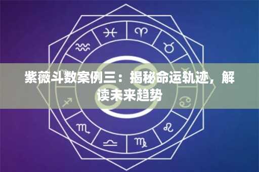 紫薇斗数案例三：揭秘命运轨迹，解读未来趋势