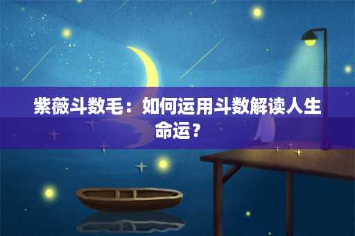 紫薇斗数毛：如何运用斗数解读人生命运？