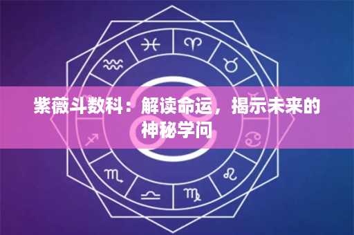 紫薇斗数科：解读命运，揭示未来的神秘学问