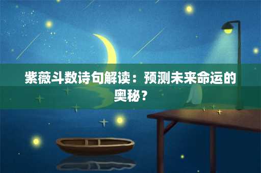 紫薇斗数诗句解读：预测未来命运的奥秘？