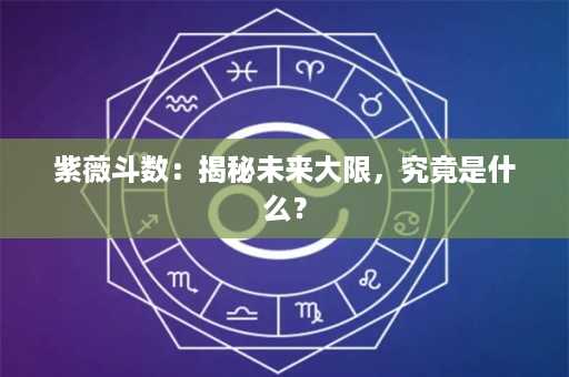 紫薇斗数：揭秘未来大限，究竟是什么？