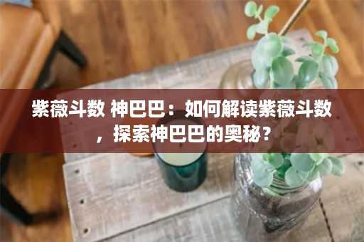 紫薇斗数 神巴巴：如何解读紫薇斗数，探索神巴巴的奥秘？