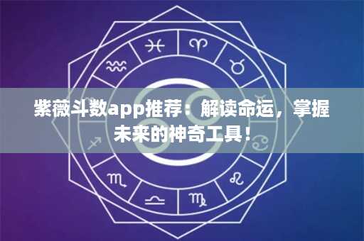 紫薇斗数app推荐：解读命运，掌握未来的神奇工具！