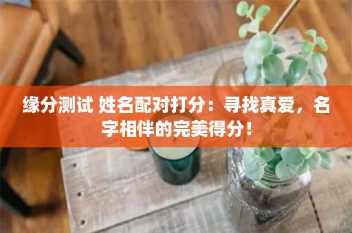 缘分测试 姓名配对打分：寻找真爱，名字相伴的完美得分！