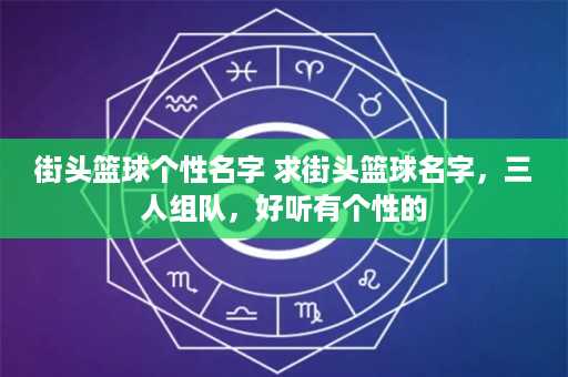 街头篮球个性名字 求街头篮球名字，三人组队，好听有个性的