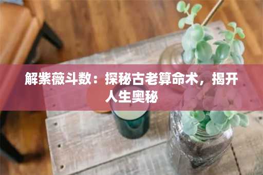 解紫薇斗数：探秘古老算命术，揭开人生奥秘