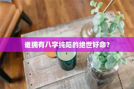 谁拥有八字纯阳的绝世好命？