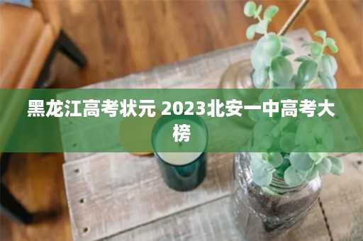 黑龙江高考状元 2023北安一中高考大榜